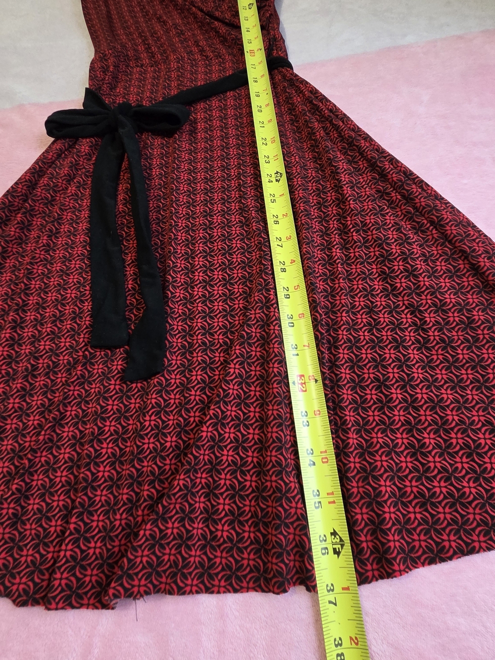 Wrap Midi Dress in Red & Black Houndstooth - Picture 3 of 6